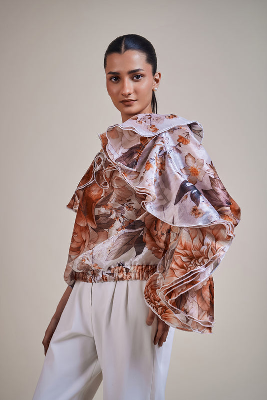 Garden of Eden ivory moth frill top