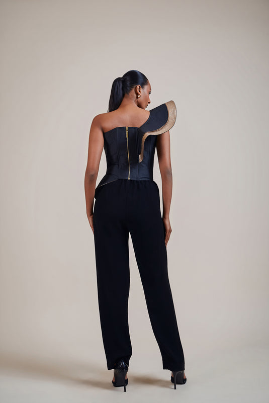 Checkmate black-gold structural corset