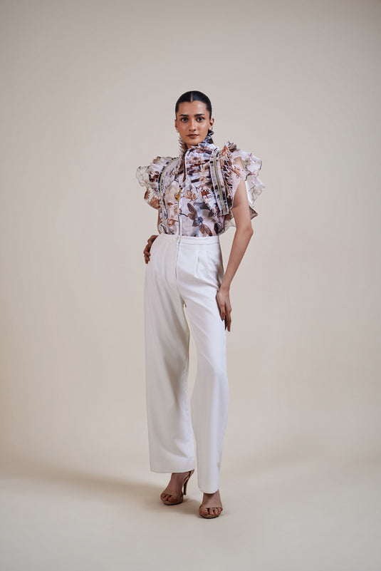 Garden of Eden ivory  bumblebee frill shirt