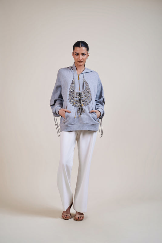 Garden of Eden grey-silver necklace hoodie