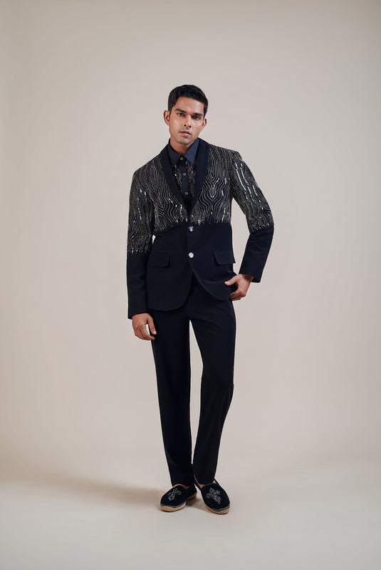 Fuss it black-gunmetal dripping suit