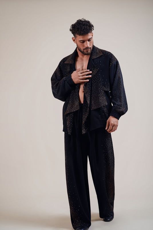 Night black-wine crystal co-ord set