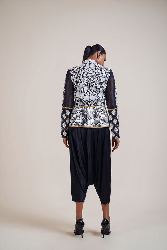 Nightstalker black-ivory thread work jacket