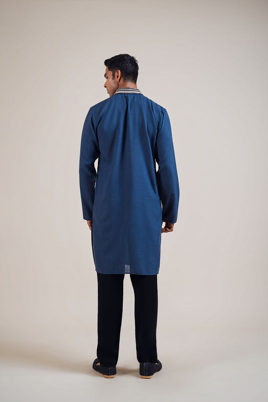 Festive navy crystal rope kurta