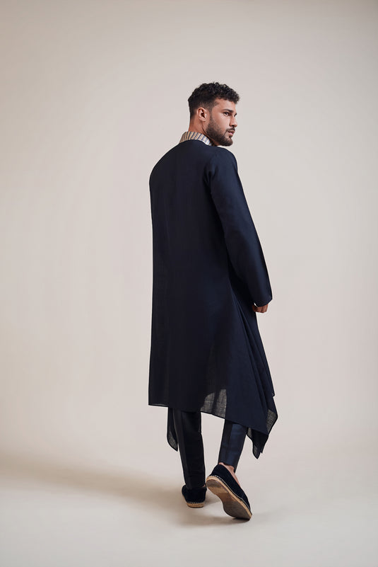 Trifecta black metallic strip work kurta