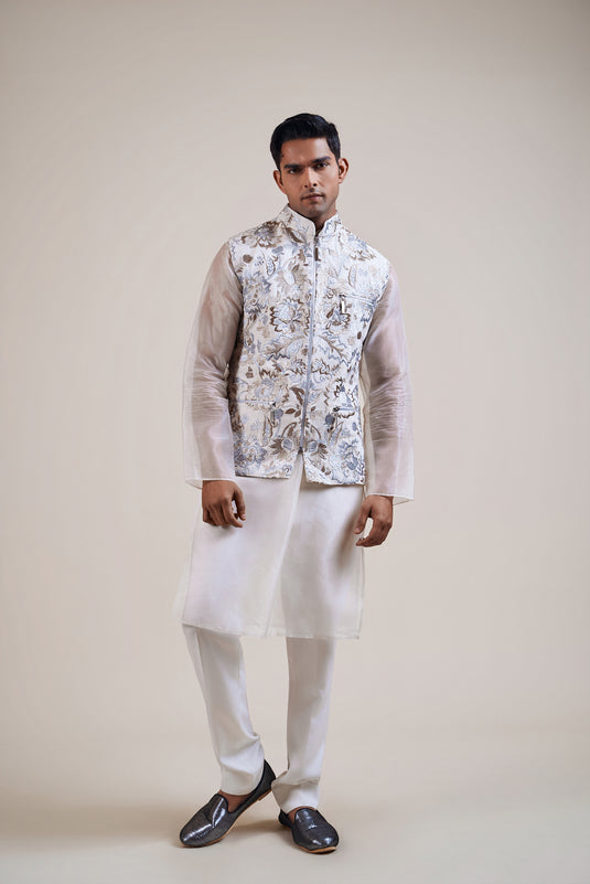 Husn ivory floral jaal bandi