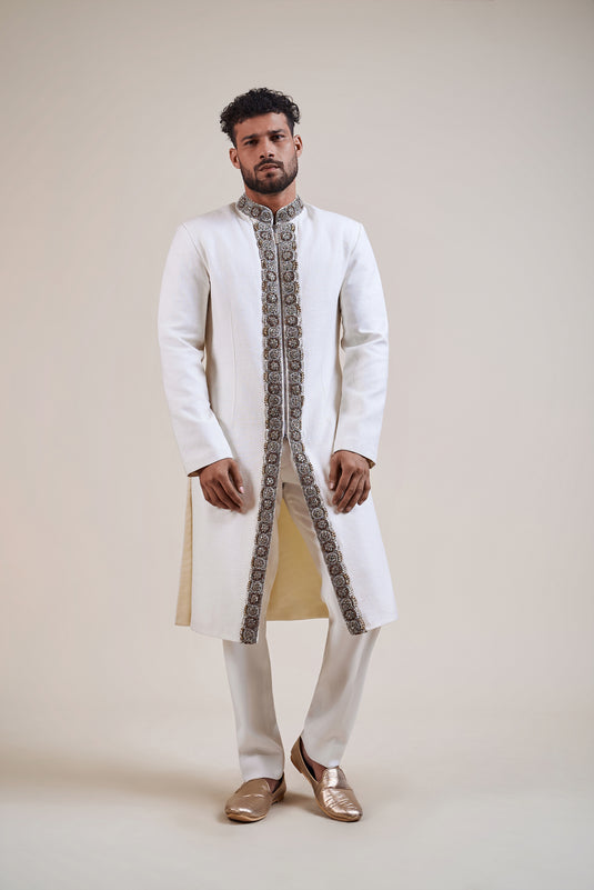 Caligula’s Feast ivory rhinestone sherwani