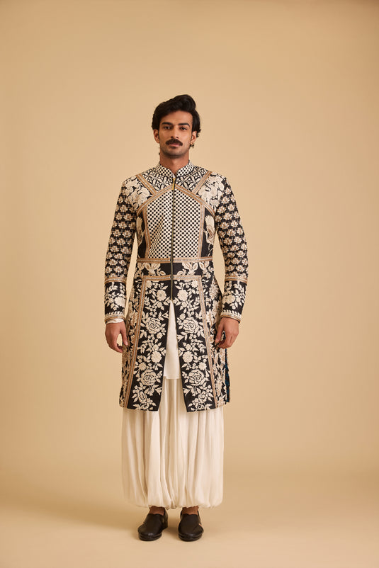 Miraas paneled sherwani