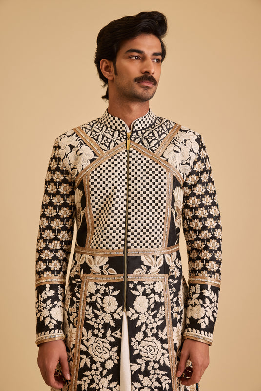 Miraas paneled sherwani