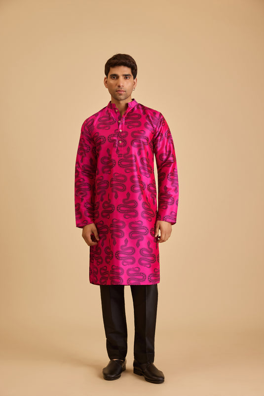 Miraas fuchsia snake print kurta