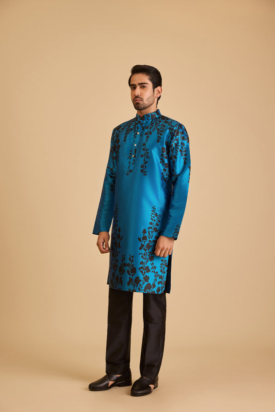 Miraas blue vine print kurta