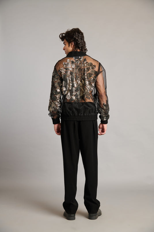 NS sheer sequin bomber