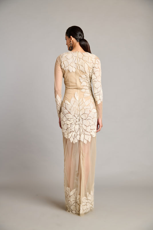 NS ivory sequin sheer gown
