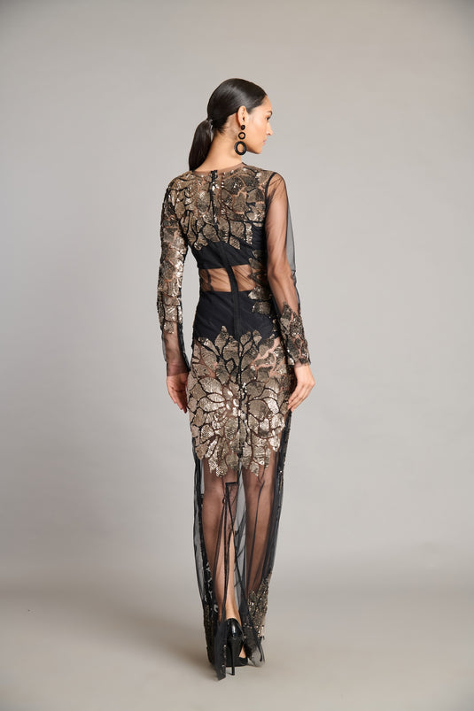 NS sequin sheer gown