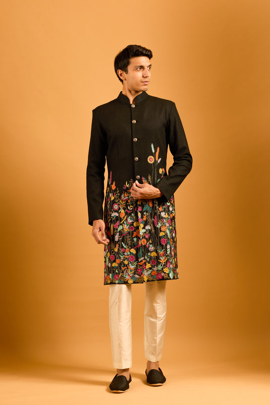 Trifecta Black Forest crystal  sherwani