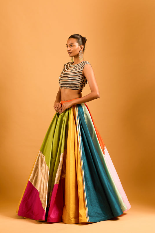 Trifecta multicolor asymmetric skirt