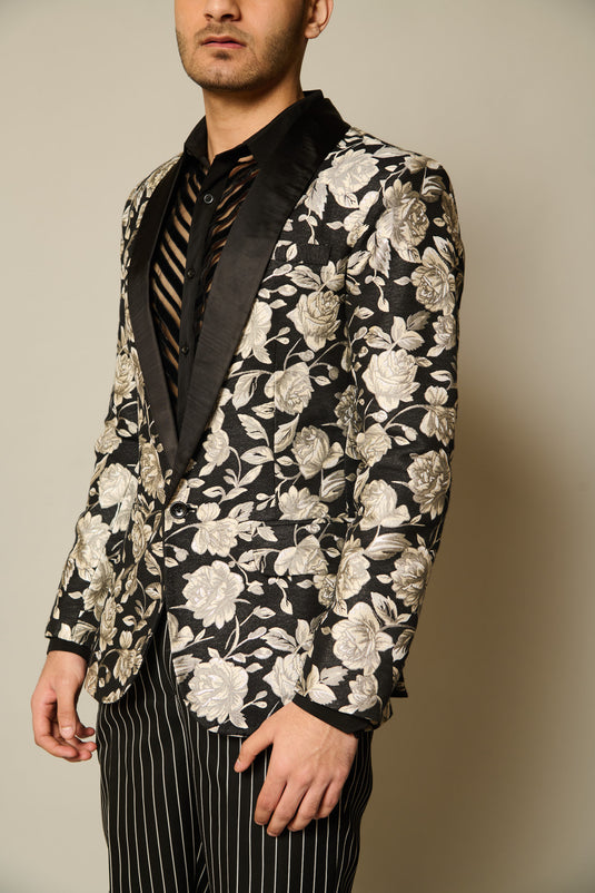 Checkmate Floral-pinstriped suit
