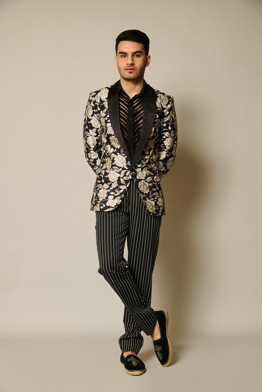 Checkmate Floral-pinstriped suit