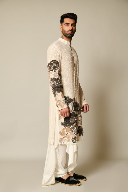 checkmate ivory sequin floral kurta