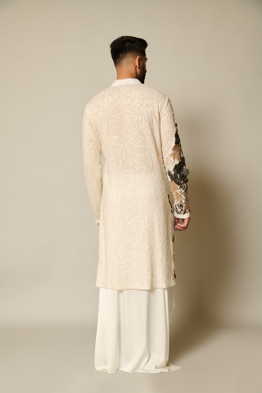 checkmate ivory sequin floral kurta