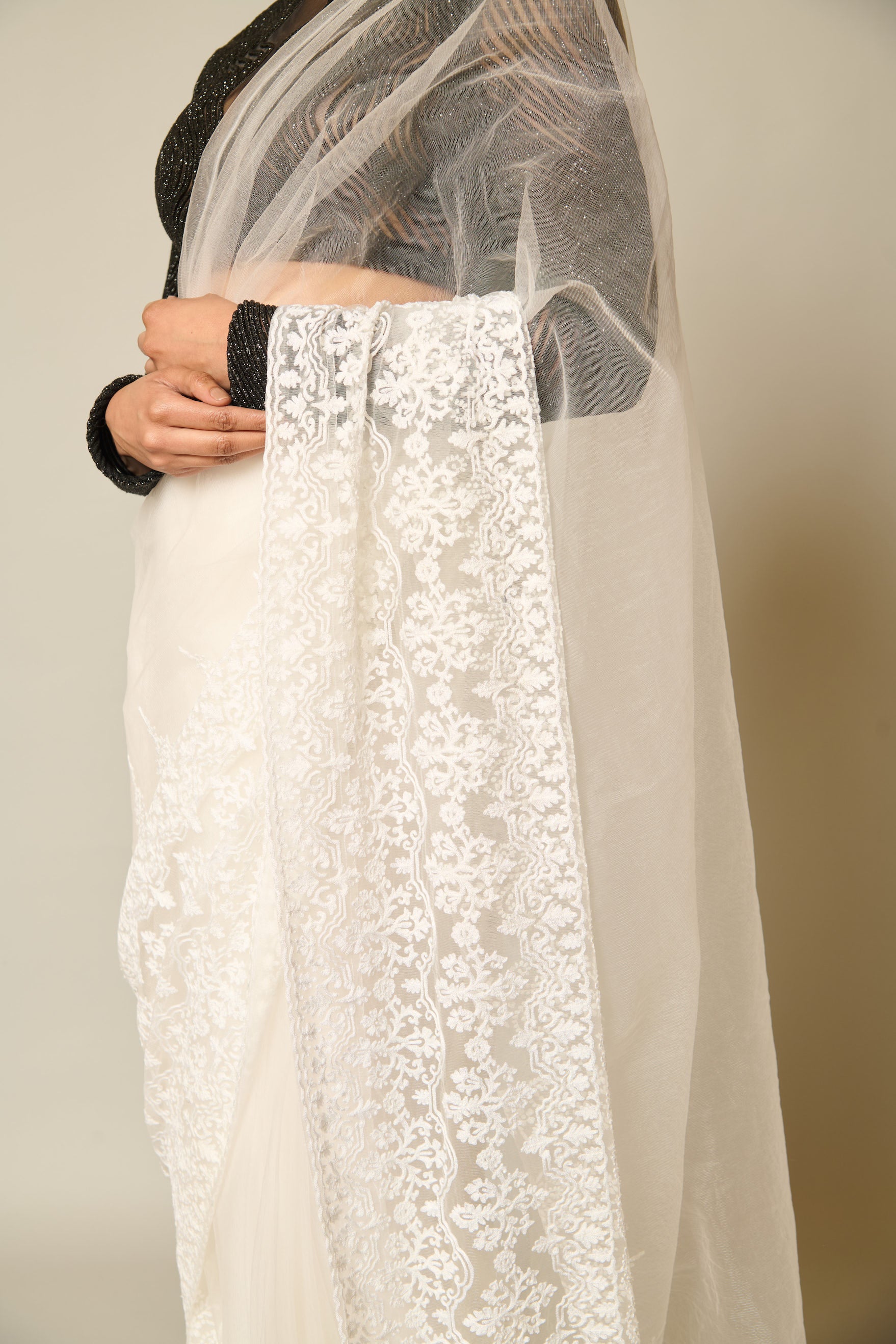 Veil White Lace Saree For Wedding Christian Wedding Saree With