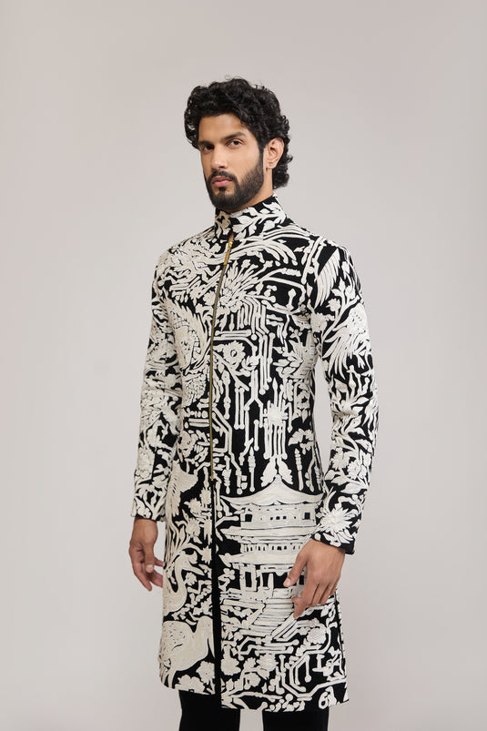 Unapologetic circuit applique sherwani
