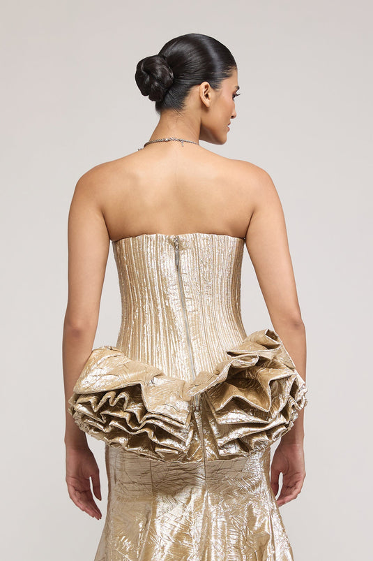 Unapologetic gold peplum corset