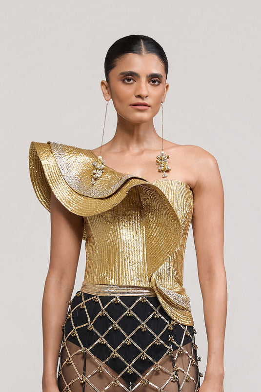 Unapologetic gold crystal structural corset
