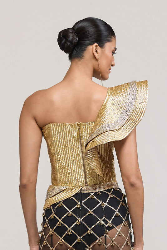 Unapologetic gold crystal structural corset