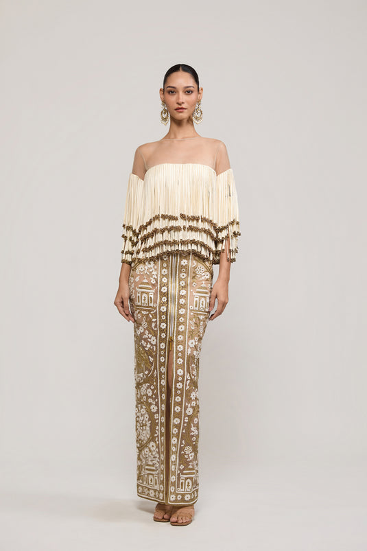 Unapologetic ivory thread work skirt