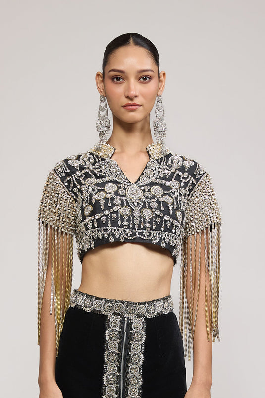 Unapologetic black rhinestone top