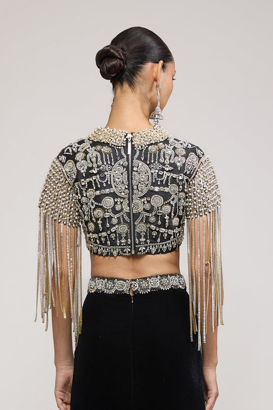 Unapologetic black rhinestone top