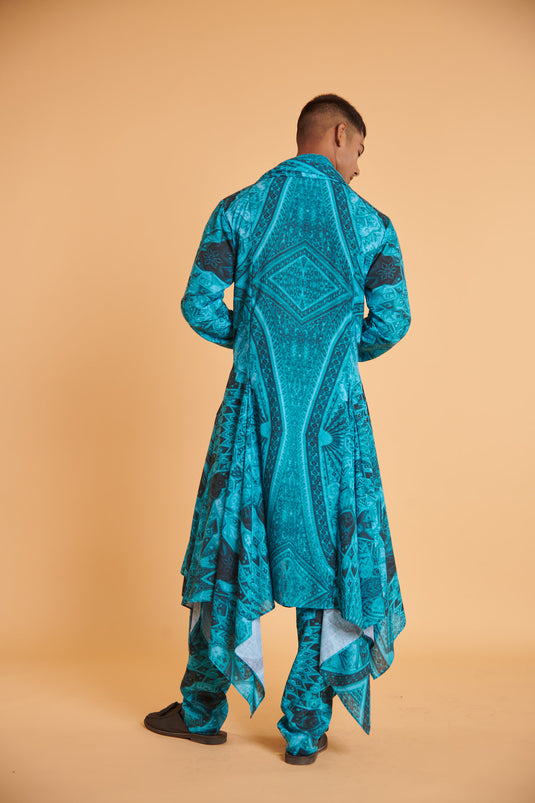 husn Mughal cerulean drape traditional casual