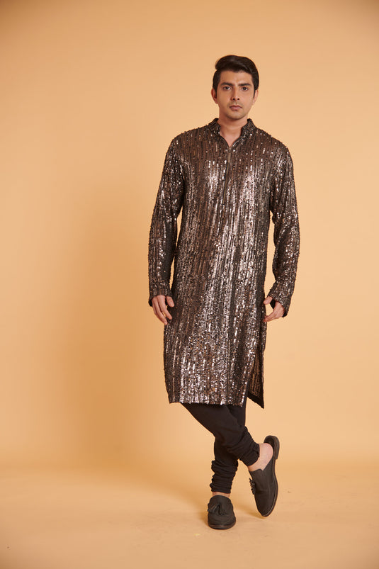 husn Gunmetal striped 3D bling bling traditional casual