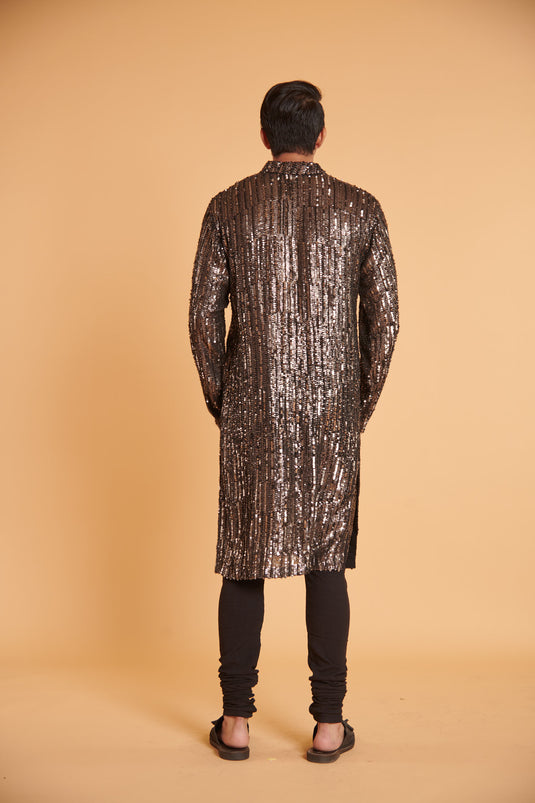 husn Gunmetal striped 3D bling bling traditional casual