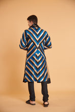 Load image into Gallery viewer, Cerulean striped metallica traditional formal drape