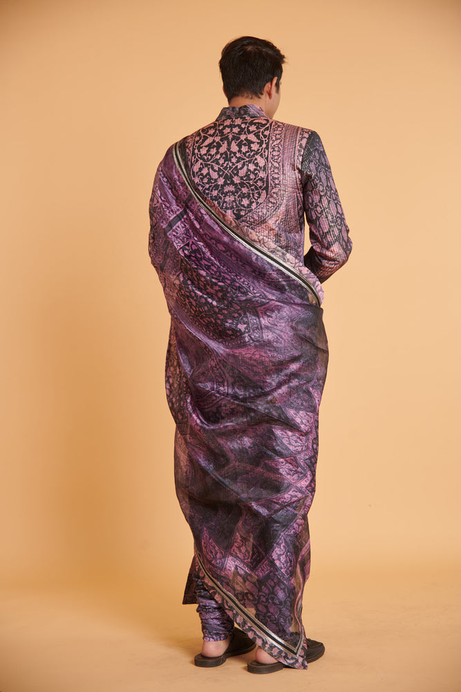 Mughal grape quilted traditional formal drape