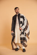 Load image into Gallery viewer, Vanilla noir gilded traditional anarkali jacket