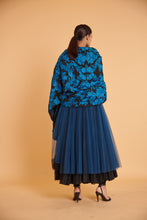 Load image into Gallery viewer, Navy noir glam mesh tulle anarkali