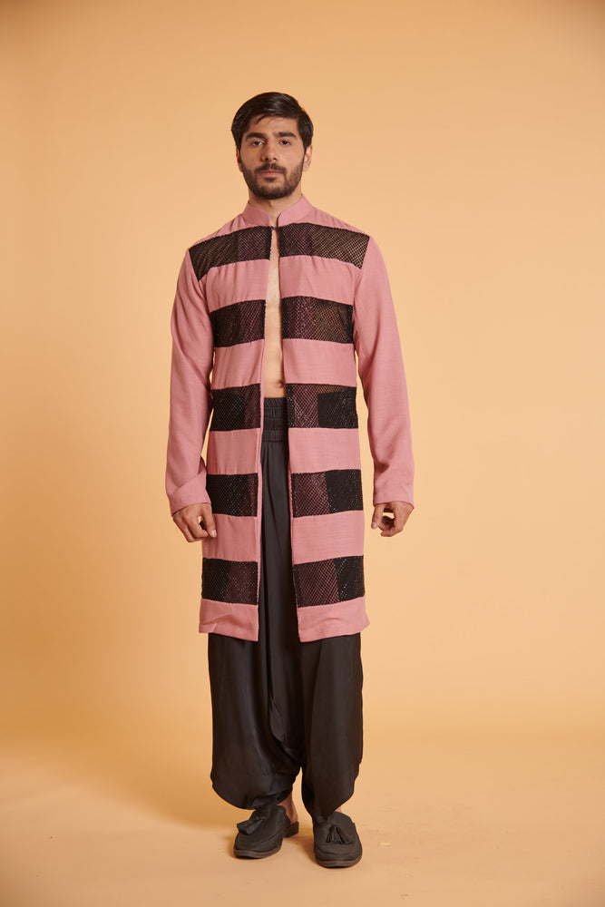 Noir glam mesh blush striped traditional jacket