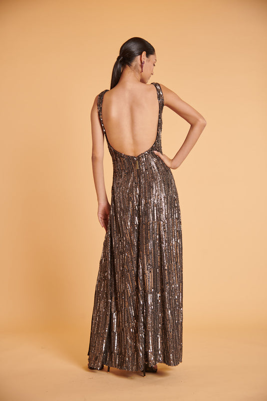 husn Gunmetal striped 3D bling bling column