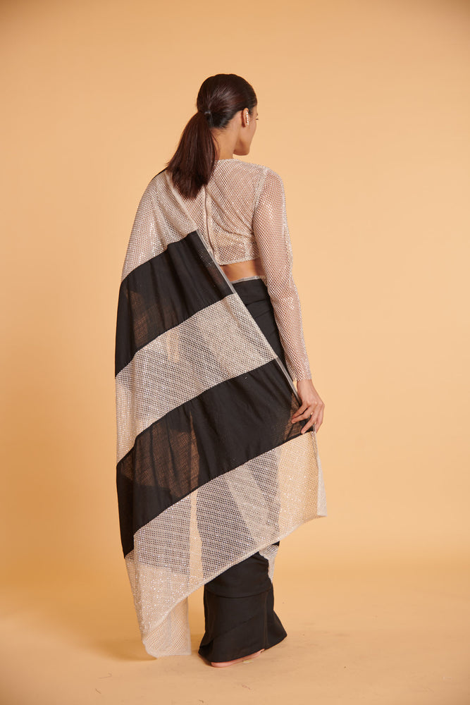Vanilla noir striped glam mesh classic drape