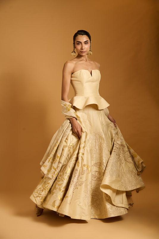 Trifecta vanilla peplum lehenga