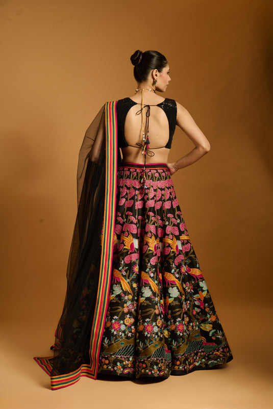 Trifecta black forest lehenga