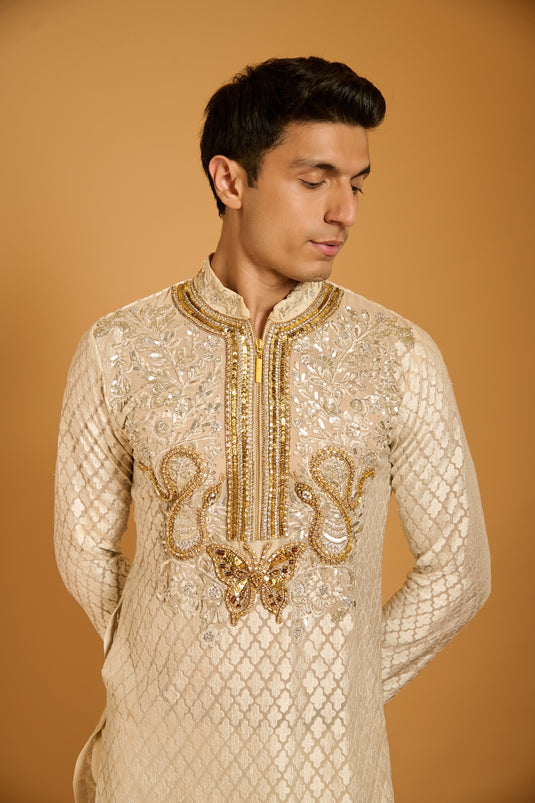 Trifecta ivory bib kurta