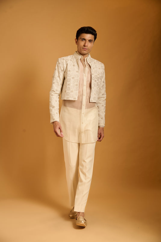 Trifecta ivory honeycomb crop jacket