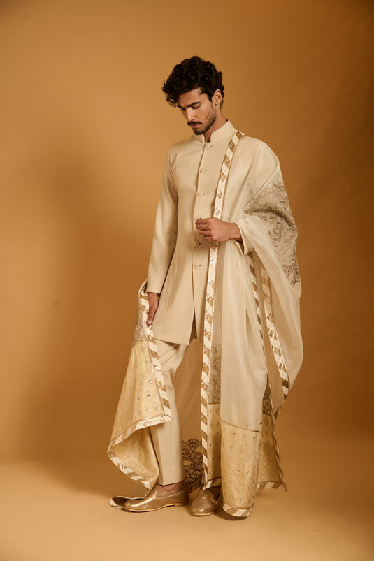 Trifecta ivory paneled dupatta