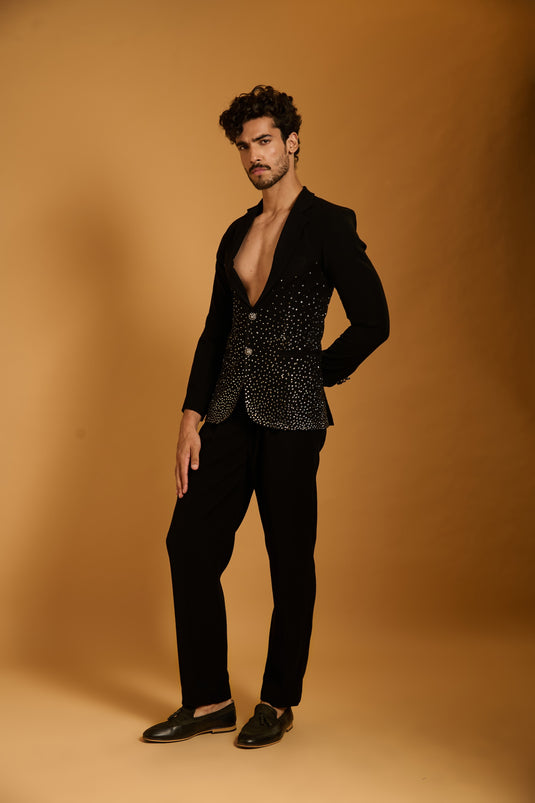 Trifecta black gunmetal crystal suit