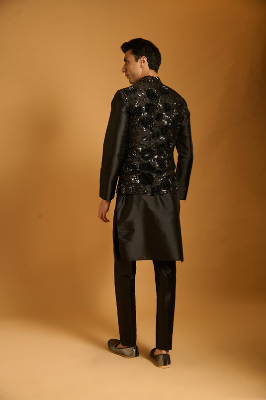 Trifecta black floral sequin bandi