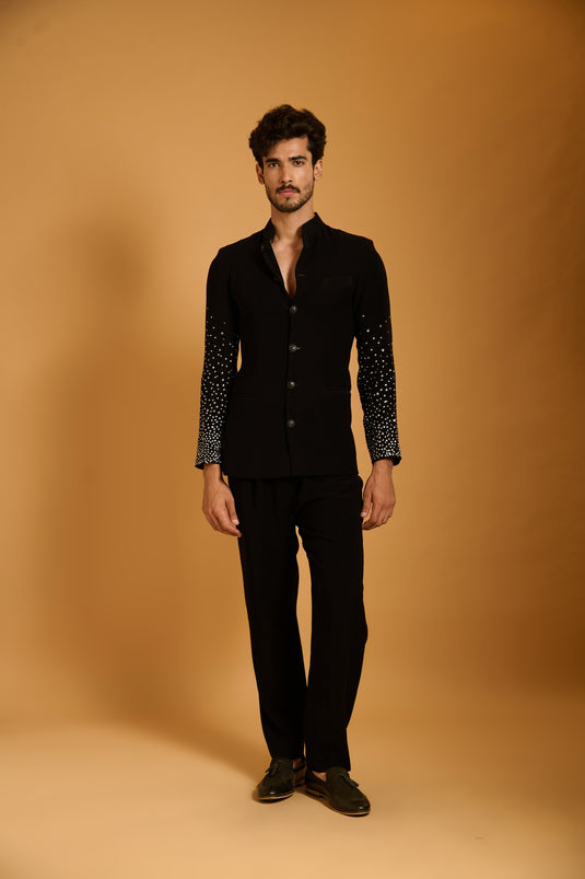 Trifecta black silver crystal bandha gala